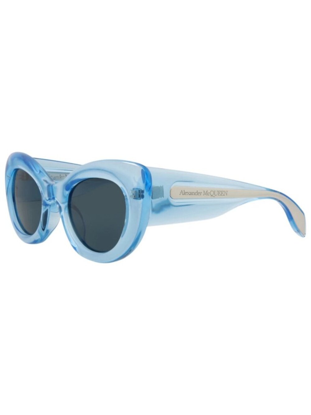 New Alexander McQueen Women's Sunglasses Cat Eye Bio Injection Frame Light Blue